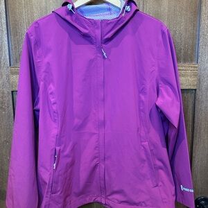 Free Country Waterproof Rain Jacket with Packable Pouch
